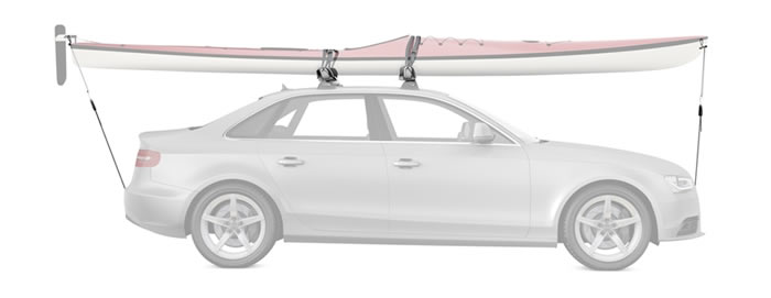 Whispbar WB401 kayak carrier, on car side view